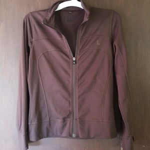 Lole zip up mock neck brown track athletic jacket